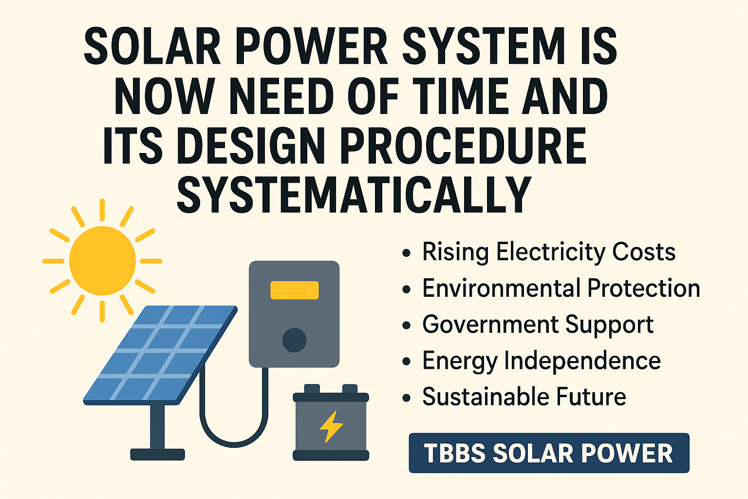 Solar Power System is Now Need of Time and Its Design Procedure Systematically